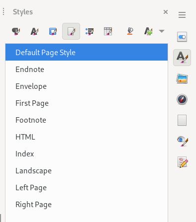 Screenshot of editing the default page style