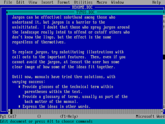 Microsoft Word on DOS