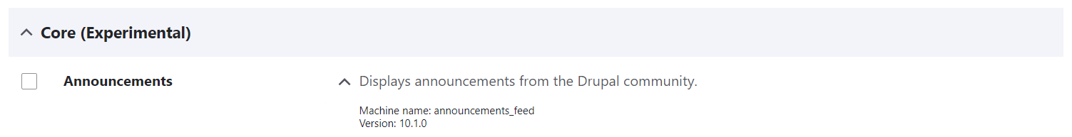 The new experimental Announcements module in the Drupal 10.1 core