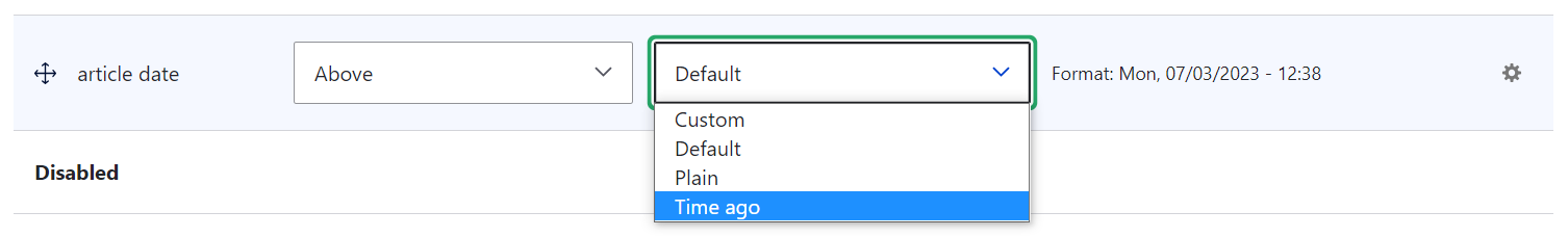 The new Time ago option for date fields in Drupal 10.1