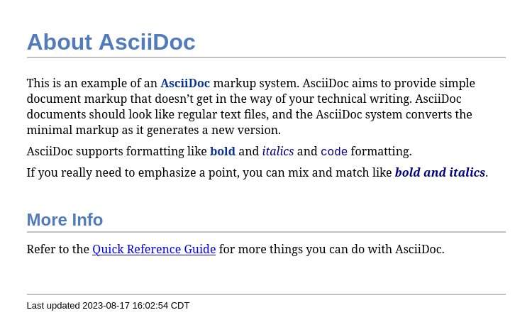 AsciiDoc output