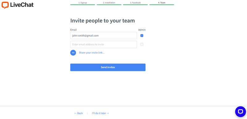 The option to invite people to your team
