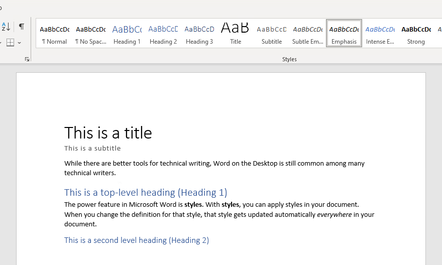 Using styles in Word