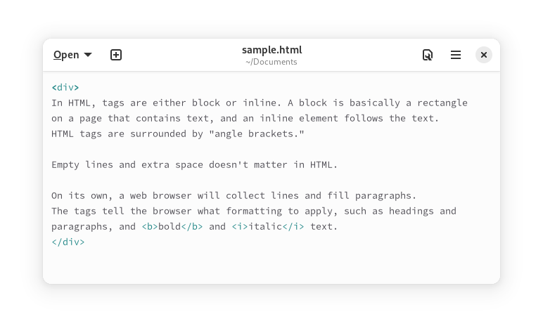 Screenshot of HTML in an editor