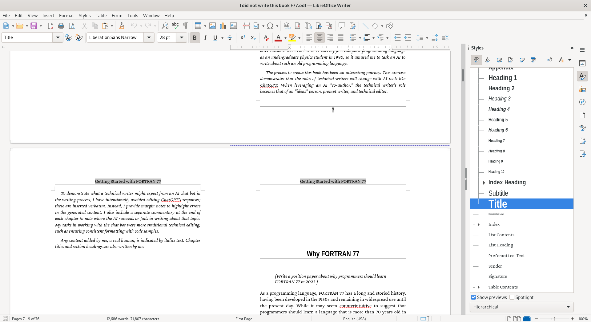 Screenshot of LibreOffice Writer
