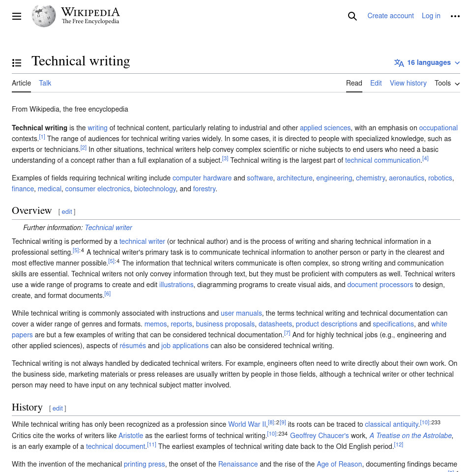screenshot of Wikipedia