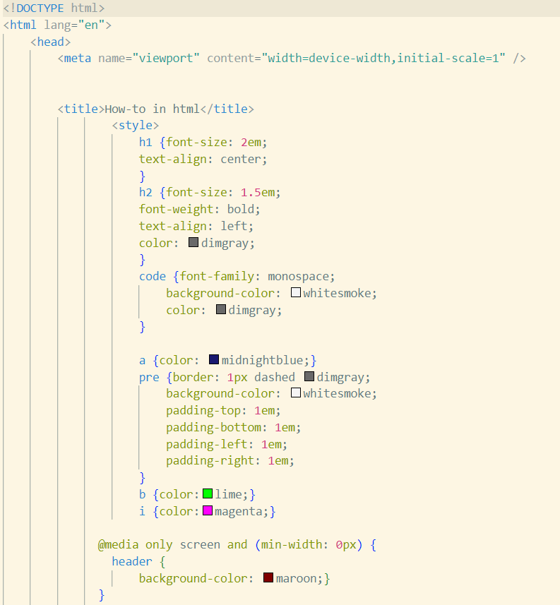 screenshot of editing HTML
