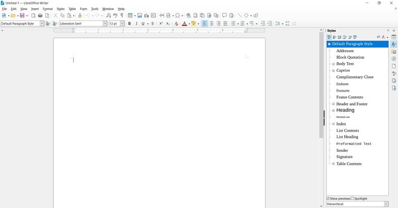 screenshot of LibreOffice Writer