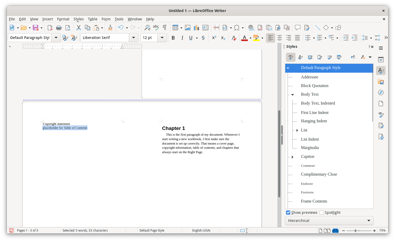 making a workbook in LibreOffice Writer
