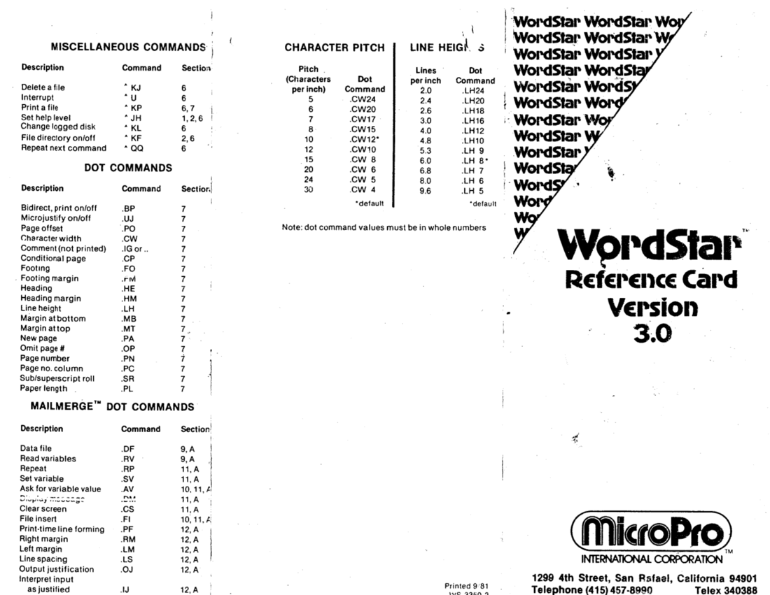 WordStar 3.0 - page 1