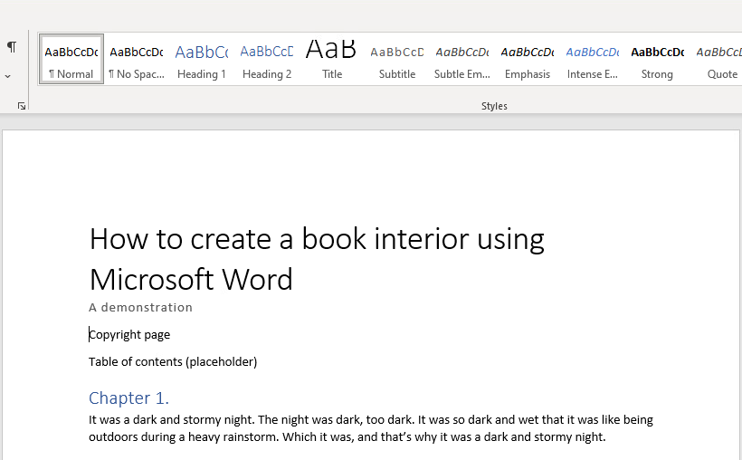 example in Microsoft Word