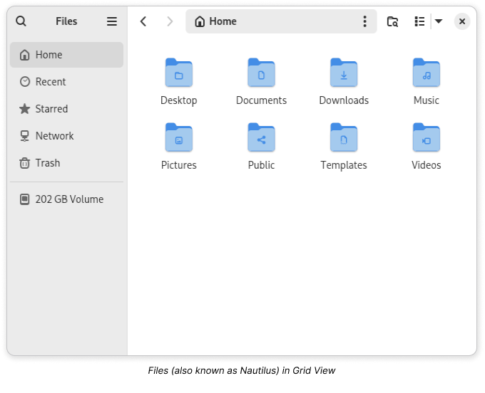 Files (also known as Nautilus) in Grid View