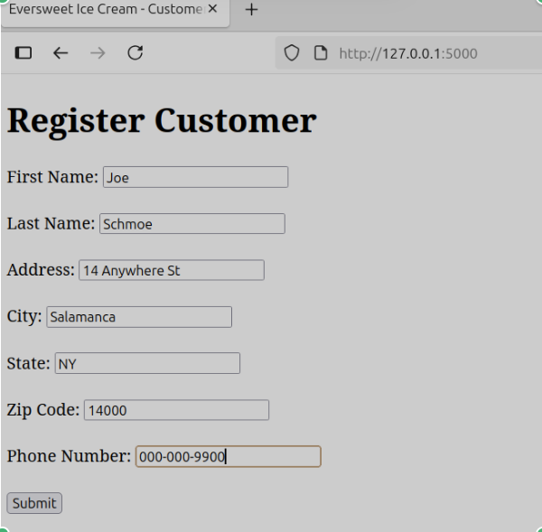 Entering customer information