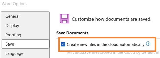 Using 'Settings' to turn 'Cloud' save on or off