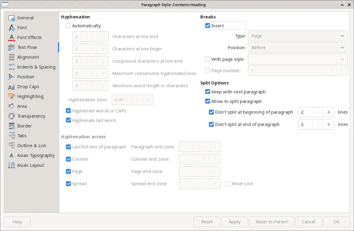 Adding a page break before Contents Heading