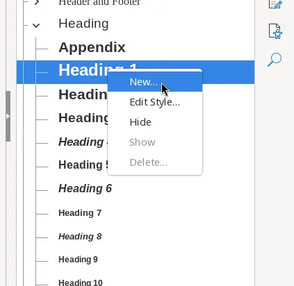 Right-click to add a new style