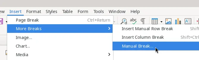 Adding a manual page break