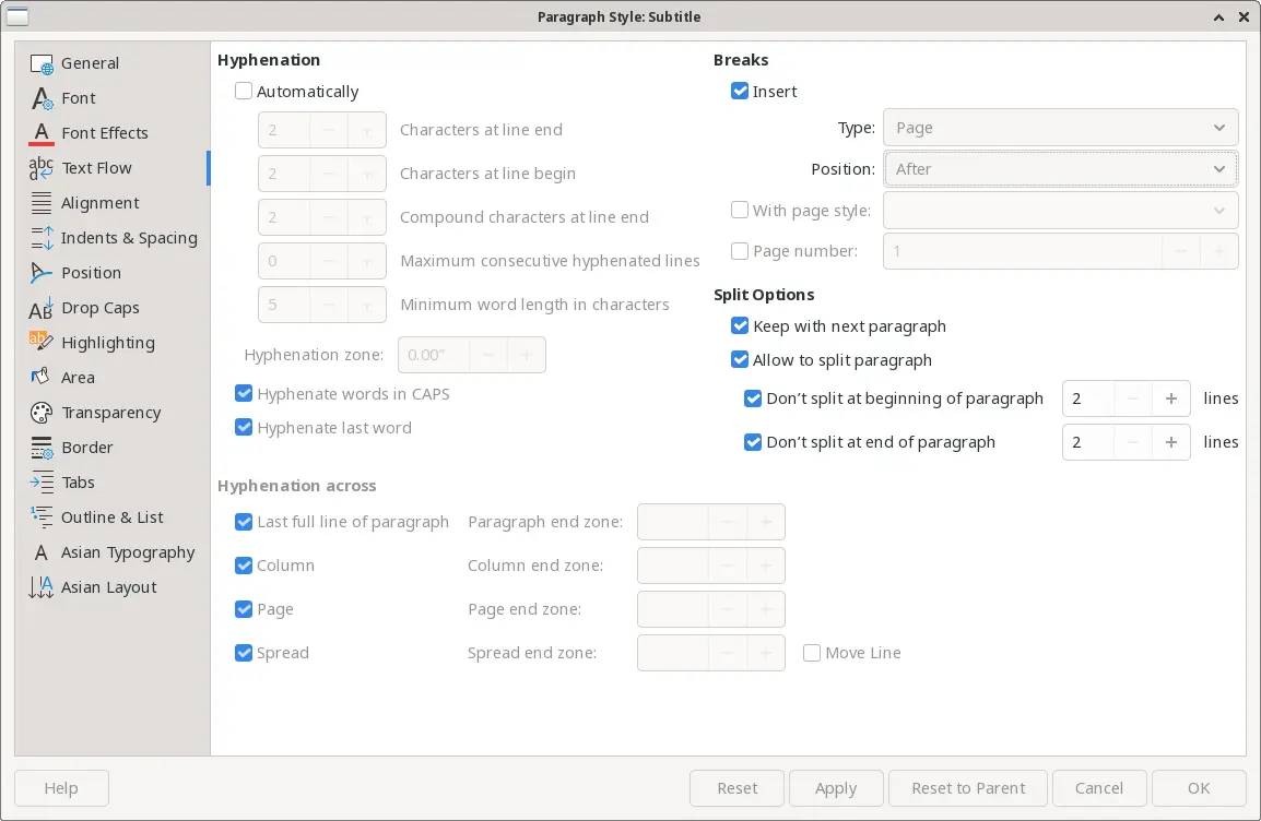 Adding a page break after Subtitle